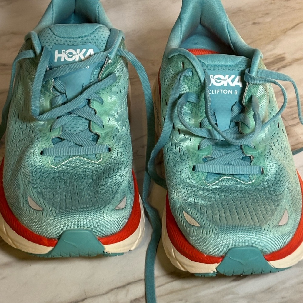 Hoka Clifton 8 Women’s Running Shoes Aqua Blue Size 7.5 - Picture 3 of 9